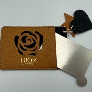 Dior Prestige Tan Mirror/Card Holder with Black Heart 🖤 and Star Accent ✨!